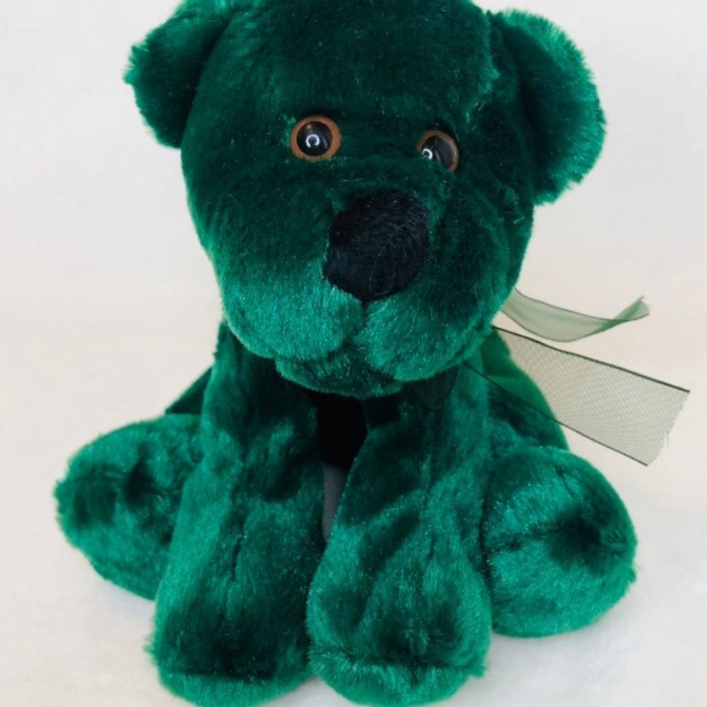 $10 Vintage Kellytoy Collectable Green Dog Plush Stuffed Animal Brown Eyes